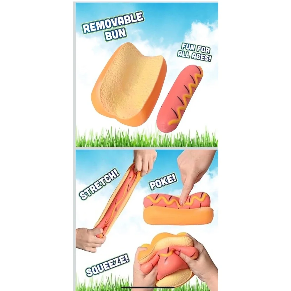 Toymendous Sunny‎ Days Viral Rare Jumbo Squishy HOT DOG Summer Patriotic New
